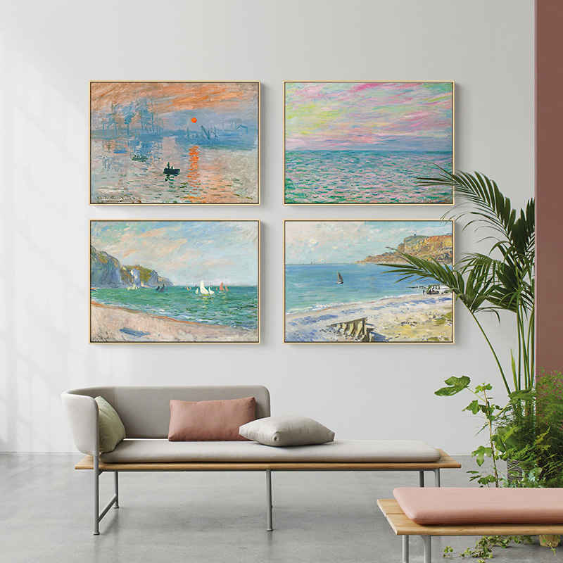 KF_ Beach Boat Painting Wall Living Room Home Picture Poster Background Decor 