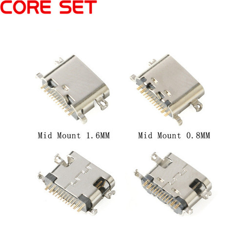 10pcs USB-3.1 SMT USB Connector Type C Horizontal Mid Mount 16P Female 1.6mm through board 0.8mm for charger adapter DIY Type C ► Photo 1/6