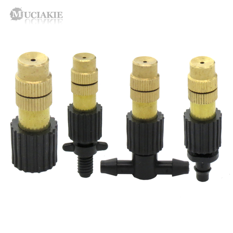 MUCAIKIE 5PCS 4 Types of Micro Drip Irrigation Misting Brass Nozzle Spray w/ 4/7mm Barb 6mm Screw 4/7mm Tee Connector Sprinkler ► Photo 1/6