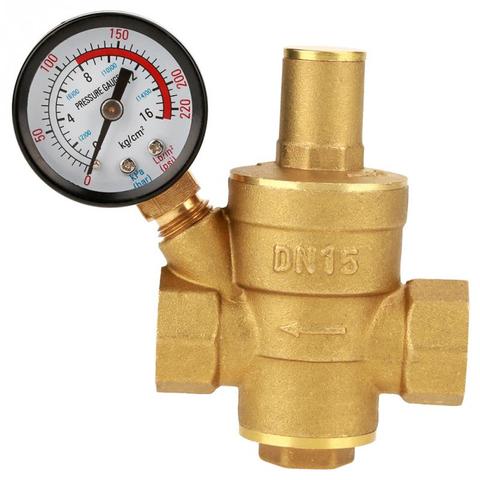 Water Pressure Regulator N15 Brass Water Pressure Reducer Adjustable Water Pressure Regulator Reducer With Gauge Meter ► Photo 1/1