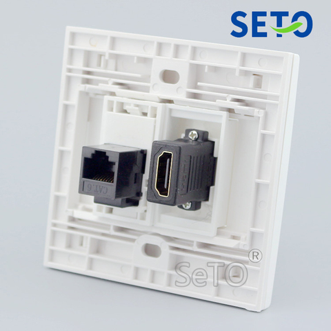 SeTo 86 Type RJ45 Cat6 Network + HDMI Assorted Panel Wall Plate Socket Keystone Faceplate ► Photo 1/3