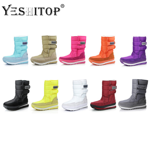 2022 Hot Sale Women Snow Boots with Water-Proof Surface and comfortable TPR sole for Winter Warm-up with Buckle Shoes Yellow ► Photo 1/6