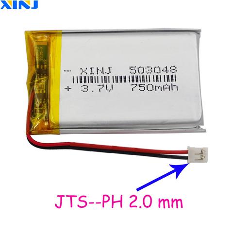 XINJ 3.7V 750mAh Li lithium polymer battery 2pin JST-PH 2.0mm plug 503048 For Sat Nav Car DVR DVC Camera mp4 Driving recorder ► Photo 1/3