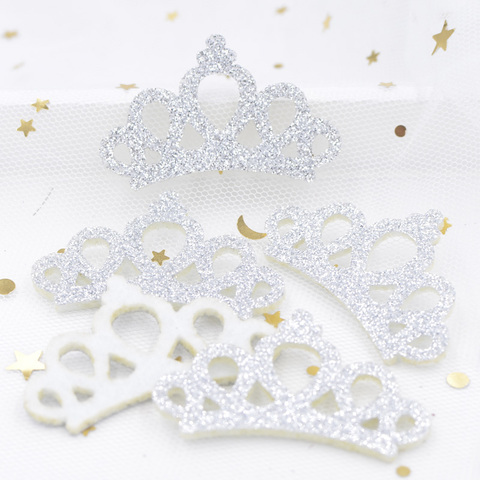20Pcs 46*29mm Shiny Crown Appliques Glitter Huge Silver Padded Crown Patches for Crafts Garments Decoration DIY Accessories K44 ► Photo 1/4