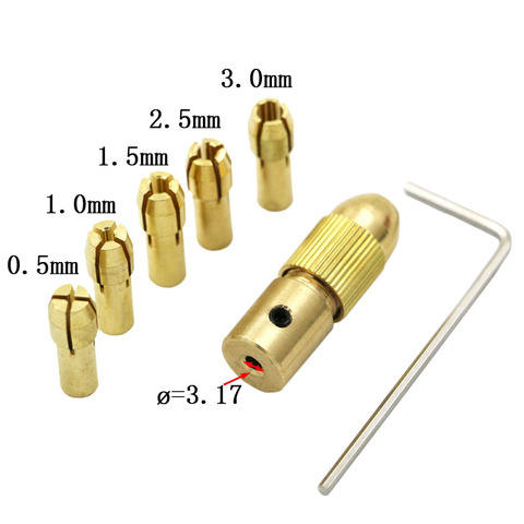 7 Pcs 0.5-3mm Small Electric Brass Drill Bit Chuck Electric Motor Shaft Clamp With Allen Wrench Drill Bit power tool accessory ► Photo 1/4
