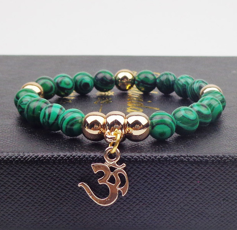 Metal OM with beads Bracelet Elastic Rope ► Photo 1/4