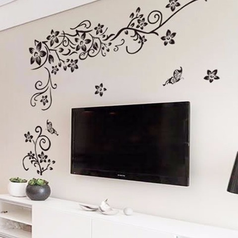 Romantic Flower Vine Butterfly Wall Sticker Wall Decals Art Home Decoration TV Background Bedroom Living Room Home Decor ► Photo 1/5