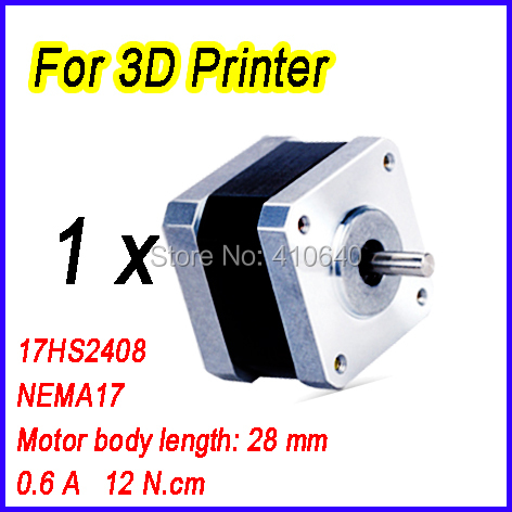 3D Printer NEMA 17 Stepper Motor 17HS2408 L28 mm 1.8 deg 0.6 A 12 N.cm 4 Wires  FREE SHIPPING! 1 Piece ► Photo 1/1