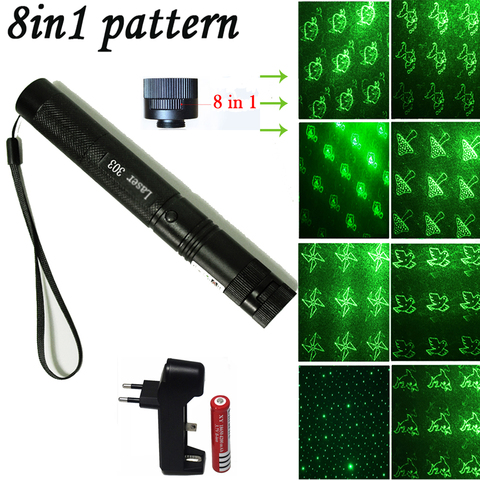 8 in1 Green Laser Pointer lazer 532nm 5mW 10000m 303 Laser Pen Adjustable  Powerful light burning Lasers Adjustable Focus - Price history & Review, AliExpress Seller - PRO Outdoor Fitness Store