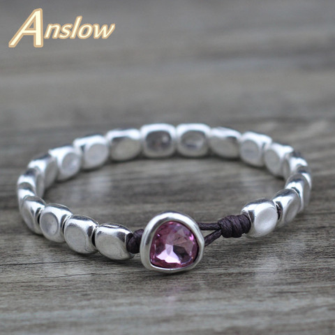 Anslow New Designer Handmade DIY Wrap Rope DIY Beads Pink Blue Crystal Bracelet For Women Girl Femme Jewelry Gift LOW0735LB ► Photo 1/6