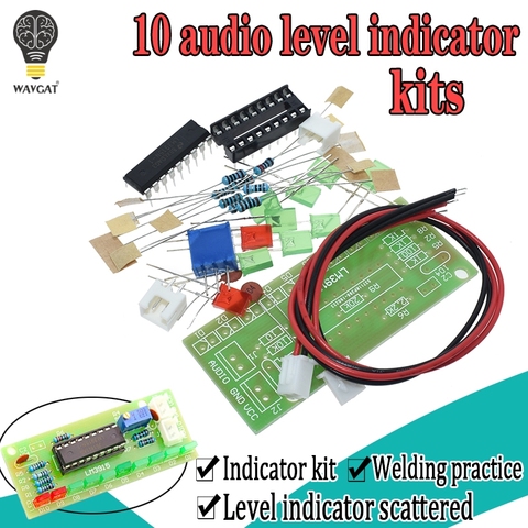 LM3915 DC 9V-12V 10 LED Sound Audio Spectrum Analyzer Level Indicator Kit DIY Electoronics Soldering Practice Set laboratory ► Photo 1/6