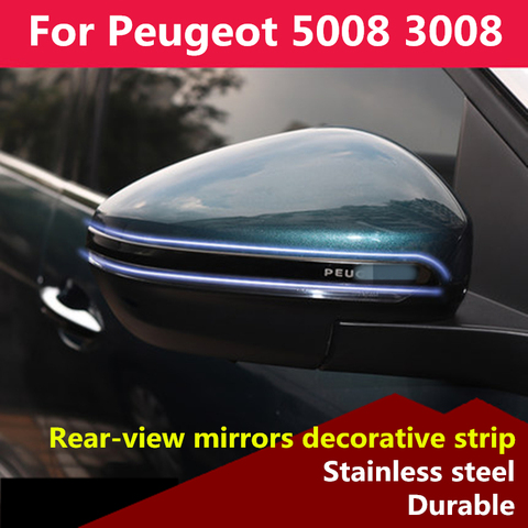 For Peugeot 5008 3008 2017 2022 Rearview mirrors decorative strip Decoration Chrome Trim Exterior external Trim Accessories ► Photo 1/5