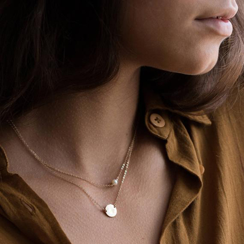 Layered Coin Necklace Handmade Pearl Jewelry Gold Filled Choker Handmade Gold Collier Femme Kolye Collares Boho Women Jewelry ► Photo 1/3