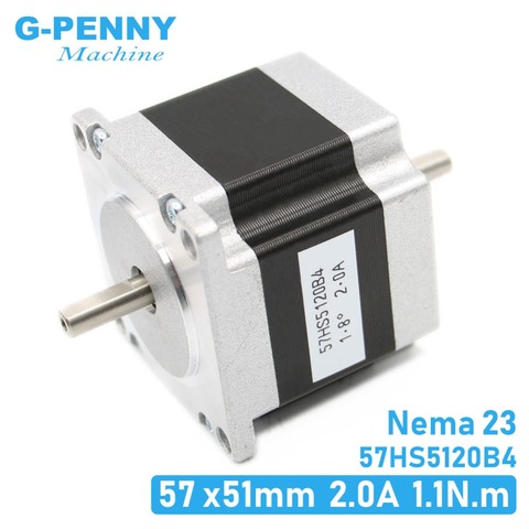 NEMA23 stepper motor dual shaft 57X51mm 2.0A 1.1N.m stepping motor 157Oz-in double shaft Nema 23 CNC for 3D printer ► Photo 1/6