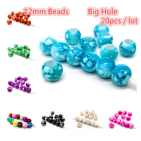 12mm Big Hole Round Beads for Jewelry Making Acrylic Beads Multicolor Loose Bead Jewelry DIY Accessory # 20pcs/lot ► Photo 1/6