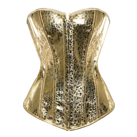sexy faux leather corset lingerie bustiers top Steampunk gothic punk corset burlesque plus size nightclub costume gold sliver ► Photo 1/1