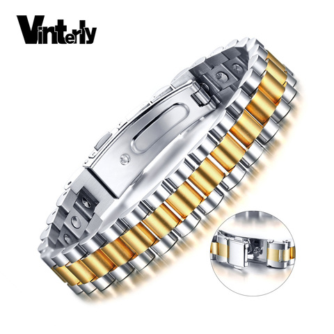 Vinterly 99.99% Pure Germanium Bracelet for Men Women Health Energy Bracelet Men Stainless Steel Gold-color Chain Bracelets Men ► Photo 1/1