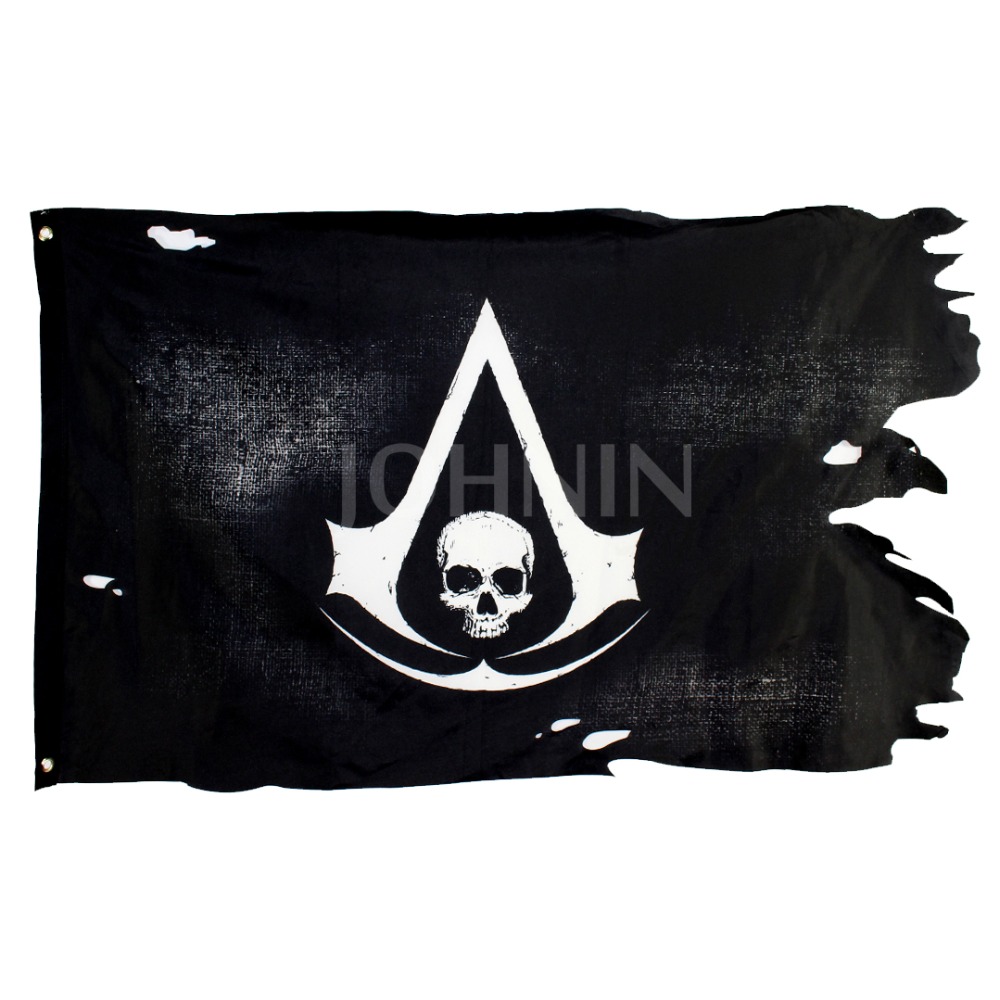 Torn Black Flag Pirate - Jolly Roger