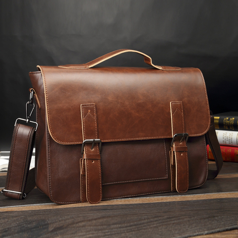 Crazy Horse Artificial Leather Business Handbag Laptop Briefcases for Men Leather Casual Men Bag Messenger Shoulder Bags Man ► Photo 1/6
