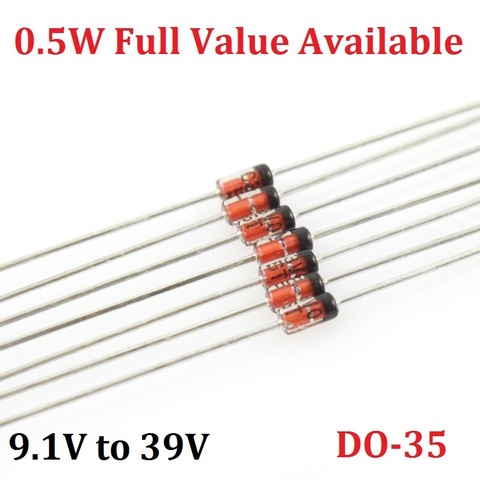 100PCS 1/2W Zener diode BZX55C 0.5W  9V1 10V 11V 12V 13V 15V 16V 18V 20V 22V 24V 27V 30V 33V 36V 39V 9.1V ► Photo 1/1