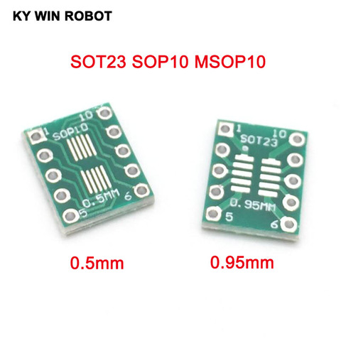 20pcs SOT23 SOP10 MSOP10 Umax SOP23 to DIP10 Pinboard SMD To DIP Adapter Plate 0.5mm/0.95mm to 2.54mm DIP Pin PCB Board Convert ► Photo 1/6
