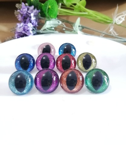 20pcs/lot--13mm-14mm-15mm-18mm-25mm clear cat eyes plastic safety toy eyes &glitter Nonwovens & hard washer --color&size option ► Photo 1/2