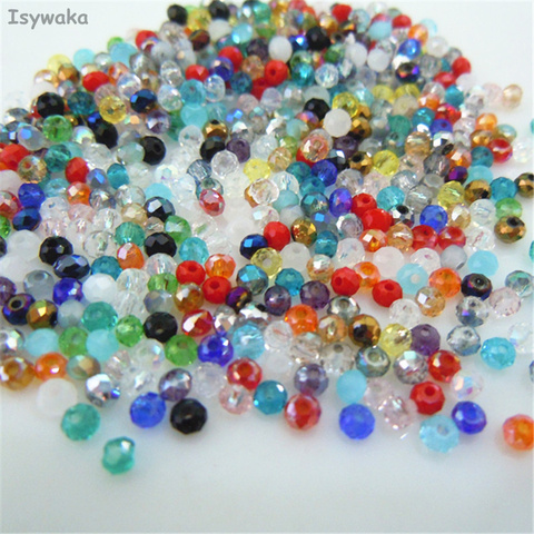 Isywaka Mixed Color 1800pcs 2mm Rondelle  Austria faceted Crystal Glass Beads Loose Spacer Round Beads for Jewelry Making ► Photo 1/1