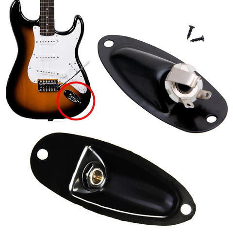 1Set Boat Input Output Jack Plate Socket Black With Screws For Fender Strat Guitar ► Photo 1/6