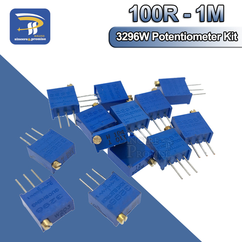 10PCS 3296 potentiometer Kit High Precision 3296W Variable Resistor 100R -1M 200R 500R 1k 2k 5K 10K 20K 50K 100K 200k 500k ► Photo 1/2