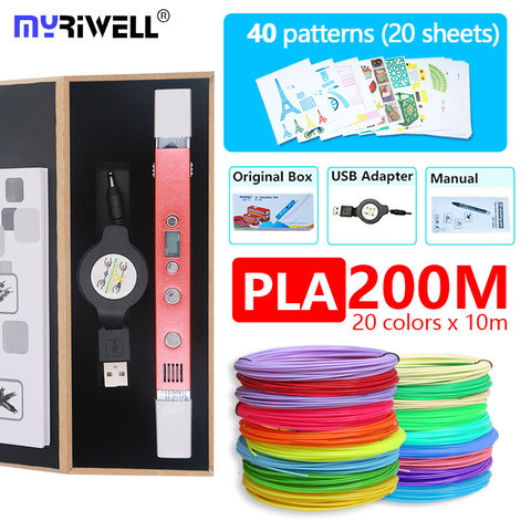 myriwell 3d pen RP100C with PLA 1.75 MM Filament  free pattern safety plasic  the best gift of kids children birthday present ► Photo 1/1