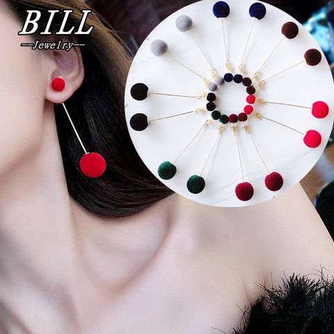 Fashion Red Black Plush Ball Drop Earrings For Women Korea Personality Round Long Tassel Earrings Statement Jewelry 2022 ► Photo 1/6