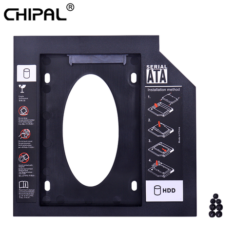 CHIPAL 10pcs Universal 2nd HDD Caddy 9.5mm SATA 3.0 for 2.5'' SSD Case Hard Disk Drive Enclosure for Laptop's ODD DVD-ROM CD-ROM ► Photo 1/6