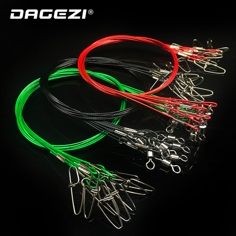 DAGEZI 10Pcs/lot Max Drag 67KG Steel Wire Leader Line With Swivel Fishing Connector 50CM Fishing Line Sink FIshing Rope ► Photo 1/5