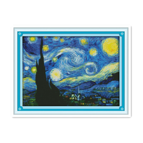 Bordado Completo Estrellada de Van Gogh noche Cross Stitch kits de Pintura Al Oleo Abstracta Arte de la Casa decoracion ► Photo 1/5