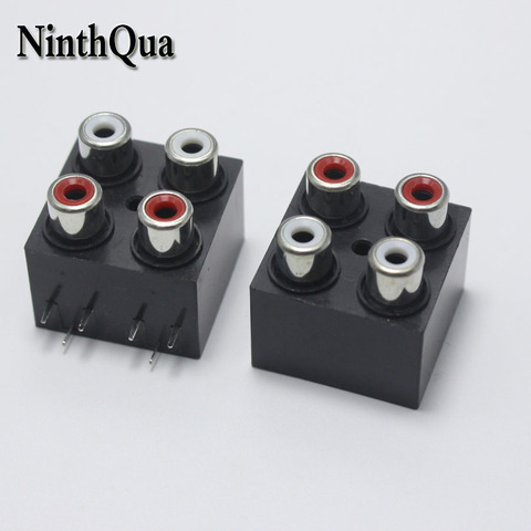 NinthQua 1ps RCA4-7 Socket 90 Degrees Pin AV Lotus jack Sealed Type AV4-8.4-7 4Pole Audio Connector ► Photo 1/1