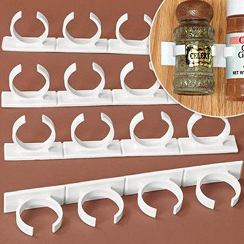 4pcs Self-adhesive Spice Jar Organizer Rack Cabinet Door Store N Spice Clip Strips Condiment Bottle Holder Shelf Kitchen Gadget ► Photo 1/6
