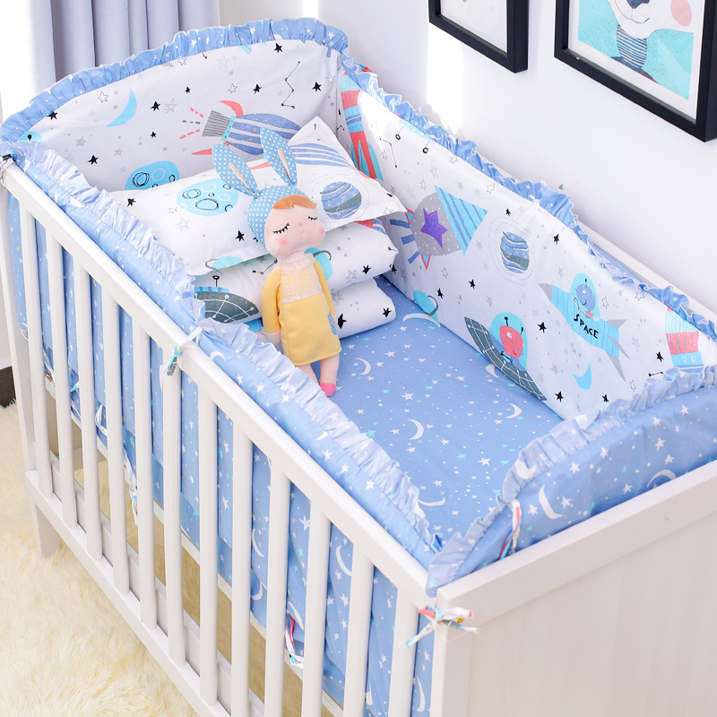 Bedding Set 5Pcs Baby Crib Cot Sets Nursery Newborn Boy Girl Bumper Pillow Mat 