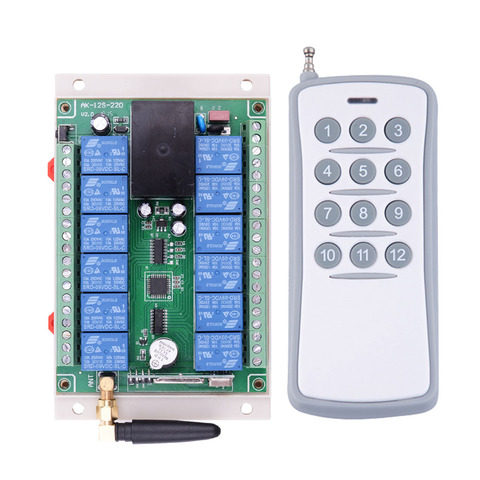 AC 110V 220V 250V 12 CH RF Remote Control Lighting Switch 12 channel 10A Relay 220V Receiver + Transmitter in 433MHZ ► Photo 1/6