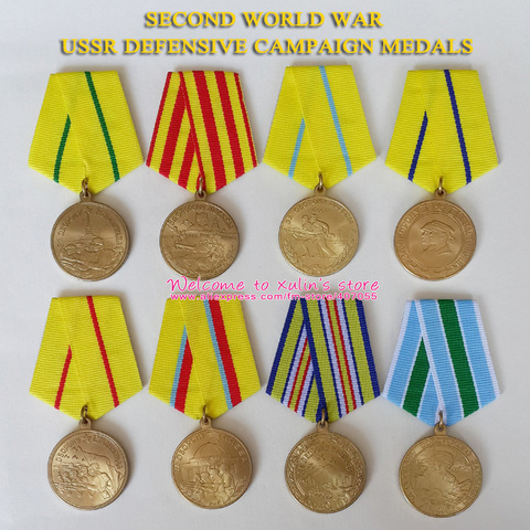XDT0021 8 Pieces Different Kinds Full Set WWII Soviet Union Defensive Campaign Medals FOR OUR SOVIET MOTHERLAND CCCP Souvenir ► Photo 1/2