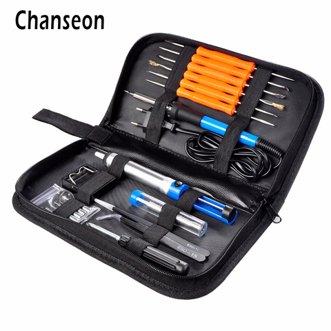 Chanseon EU/US Plug 60W Adjustable Temperature Electric Soldering Iron Kit welding Tip Solder Wire Portable Welding Repair Tool ► Photo 1/6
