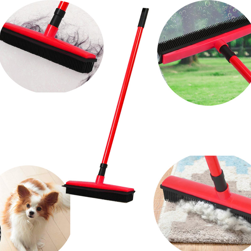 Long Push Rubber Broom Bristles Sweeper Squeegee Scratch Free