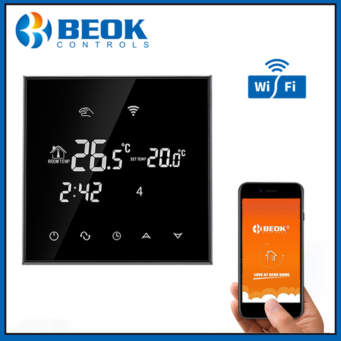 Beok TGT70WIFI-WP Wifi Touch Screen Thermostat 3A Water Floor Heating Digital Thermoregulator Black Thermostat ► Photo 1/6