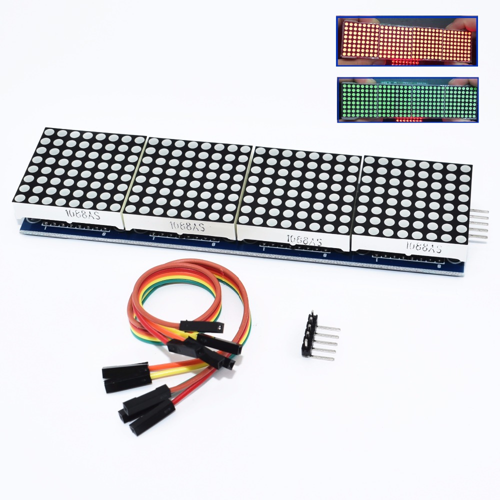 Electronic MAX7219 Dot Matrix Module for Arduino Microcontroller 4 in One Display with 5P Line 
