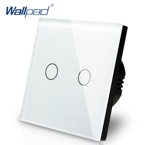 New Arrival Wallpad EU UK 110V-220V 2 Gangs 2 Way 3 Way Position White Glass Panel Touch Button Wall Lights Switch Power Supply ► Photo 1/5