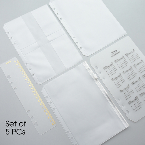 MaoTu 5 PCs/Set Loose Leaf Transparent PVC Zipper Case Storage & Organizer Bag for Spiral Notebook Accessories A5 A6 ► Photo 1/6