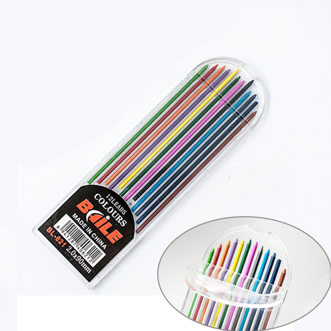 12pcs(color)/pack 2.0mm 2B Colored Pencil Lead Refills for Mechanical Pencil for Art Drafting Diy Drawing Writing School Supply ► Photo 1/6