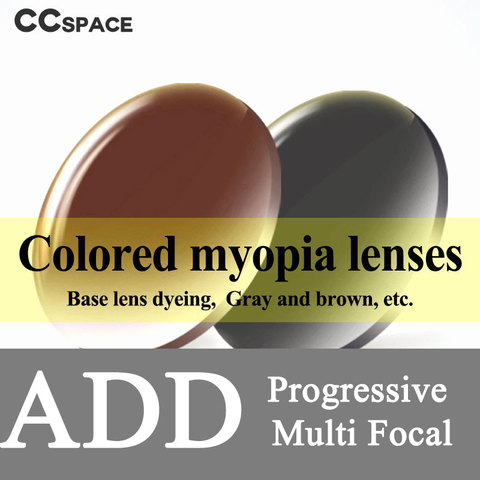 A Pair Dyed Myopia + ADD Progressive Multifocal Aspheric lens Prescription Presbyopia Lens Coating Anti-Radiation ► Photo 1/6