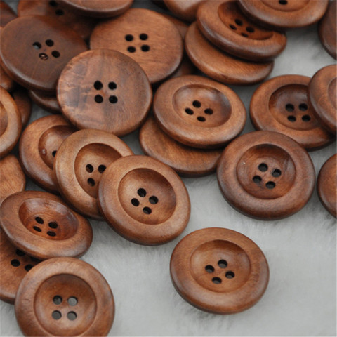 Free Shipping 20/40pcs Coffee Round Wooden Button For Sewing 25.0mm WB221 ► Photo 1/1
