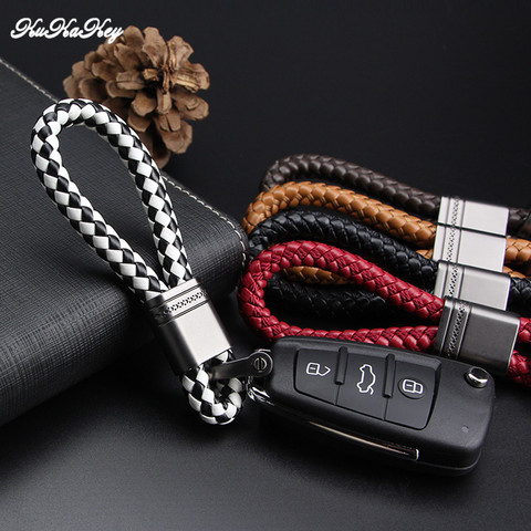 KUKAKEY Hand Woven Car Keychain Keyring For VW MG Mitsubishi Mustang Opel Peugeot Porsche Jeep Auto Car Key Chain Rings Holder ► Photo 1/6