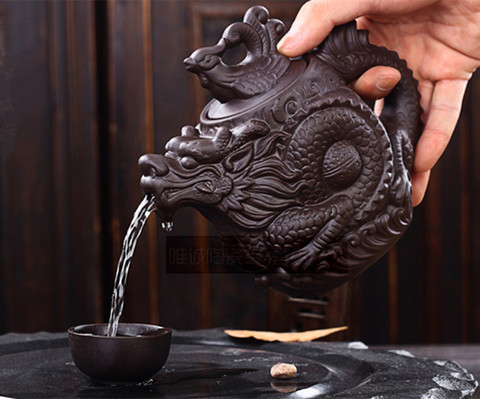 Kung Fu Teapots Dragon And Phoenix Tea Pot Big Capacity Purple Clay Tea Set Kettle Yixing Teapot 530ML ► Photo 1/4